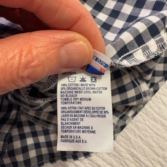 Kiel James Patrick Scalloped Oxford blue/white checkered shirt dress. Size XS - Picture 9 of 11